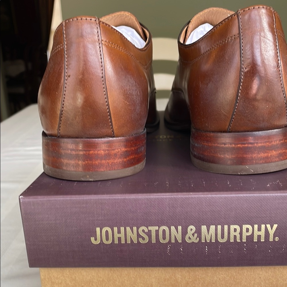 Johnston & Murphy Men's Tan Italian Sheepskin Leather Dress Shoes, Size 11.5M - Picture 5 of 7